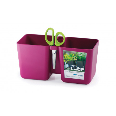 Květináč na bylinky s nůžky - Twins Cube fuchsie