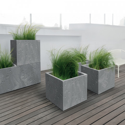 Hranatý květináč - SIERRA SQUARE BETON marengo