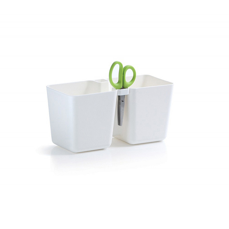 Květináč na bylinky s nůžky - Twins Cube bílý